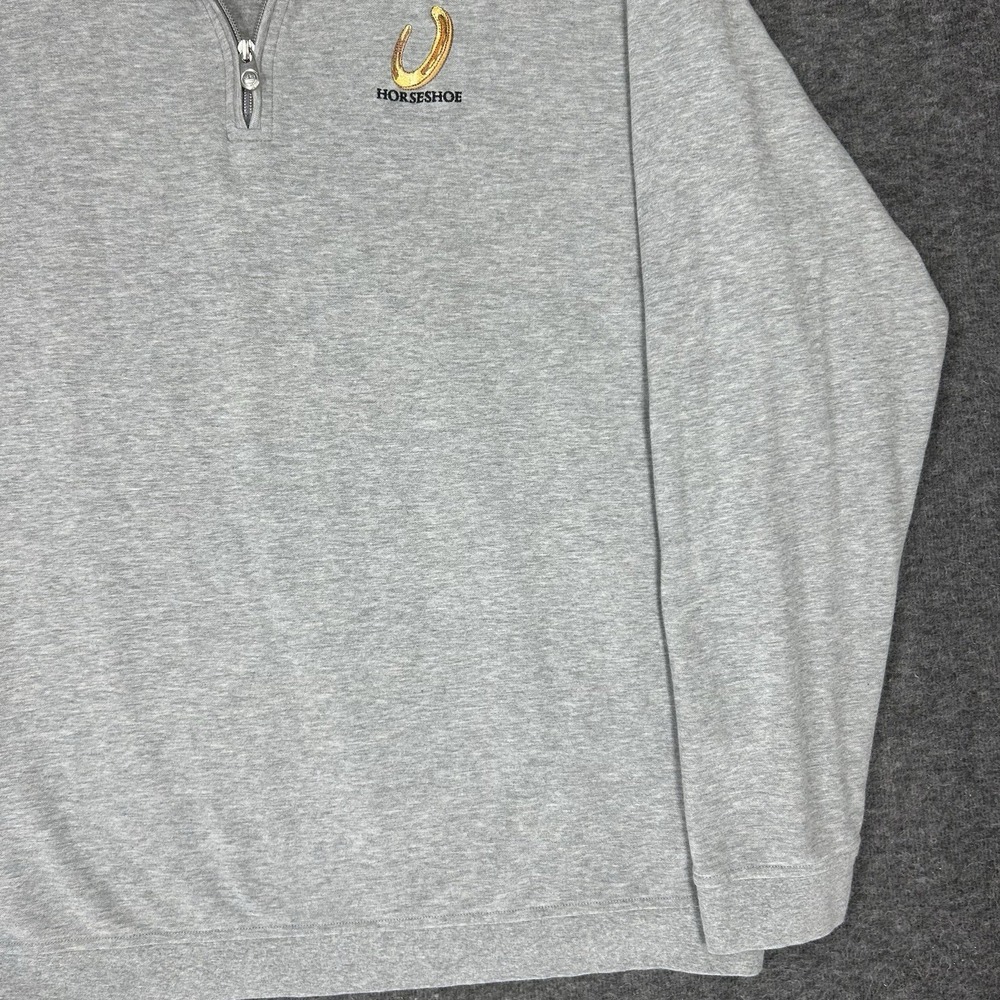 Peter Millar 1/4 Zip Pullover Men XL Gray Las Vegas Horseshoe Caesars Carano Cup - Picture 4 of 14